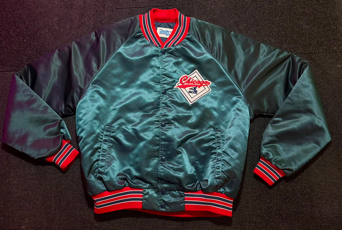Vintage Chicago White Sox Chalk Line satin jacket, front view