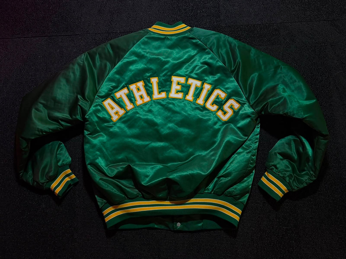 Vintage Oakland Athletics Locker Line satin jacket, back view